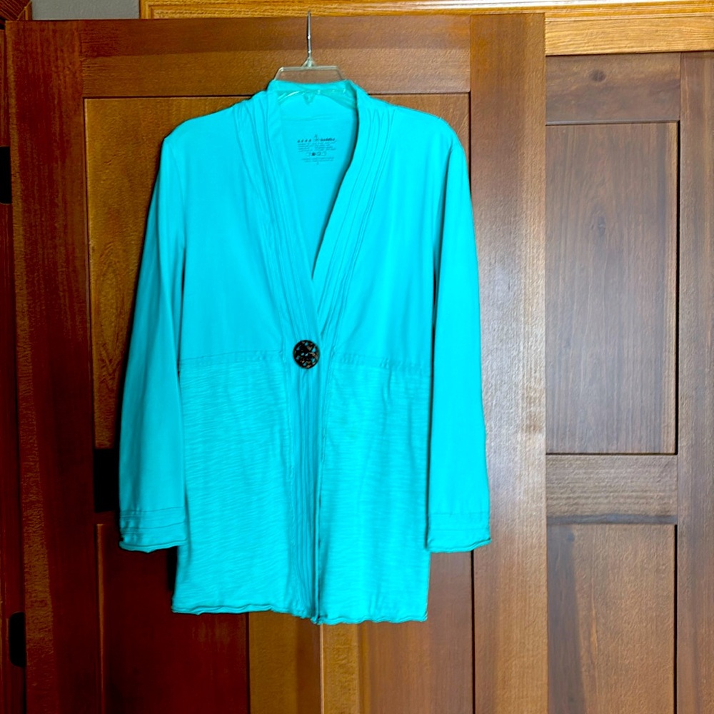 Neon Buddha Turquoise Blazer with Single Button